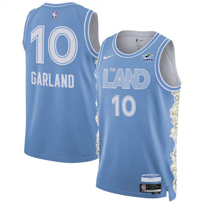 Men%27s Cleveland Cavaliers #10 Darius Garland Light Blue 2024-25 City Edition Stitched Jersey Dzhi